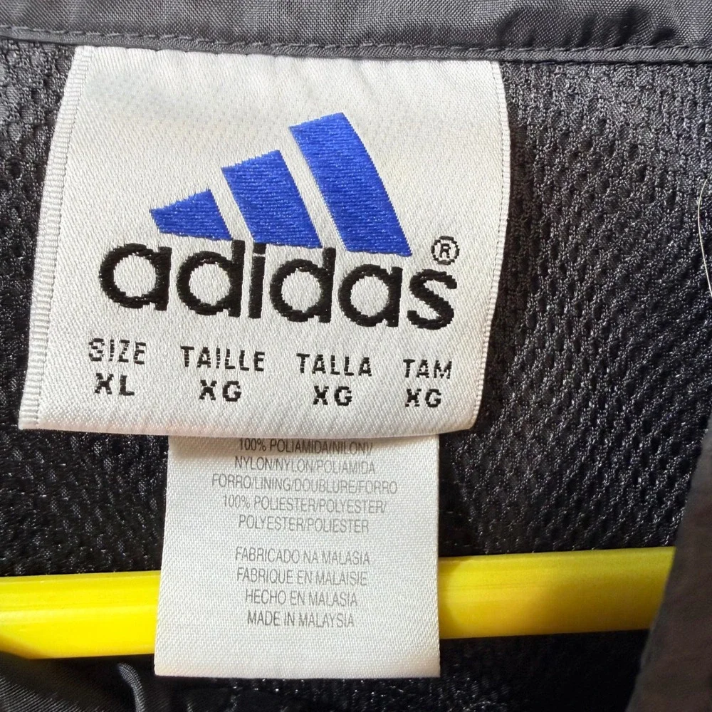 Adidas Windbreaker Jacket XL, Black, Full Zip, Logo, Athletic /‎ Sportswear